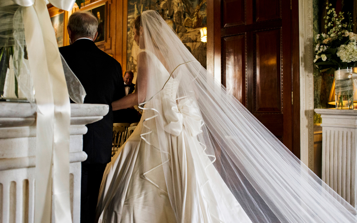 Phillipa Lepley satin wedding dress with oversized bow