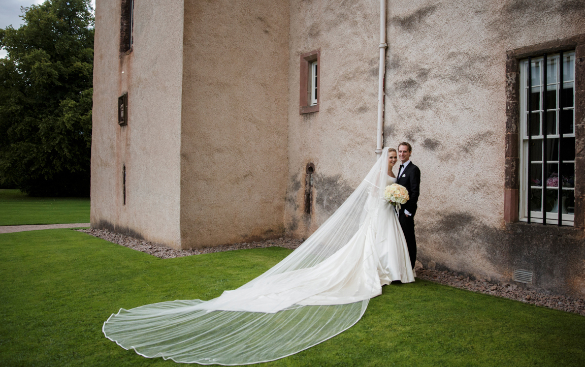 Phillipa Lepley satin wedding gown with bow