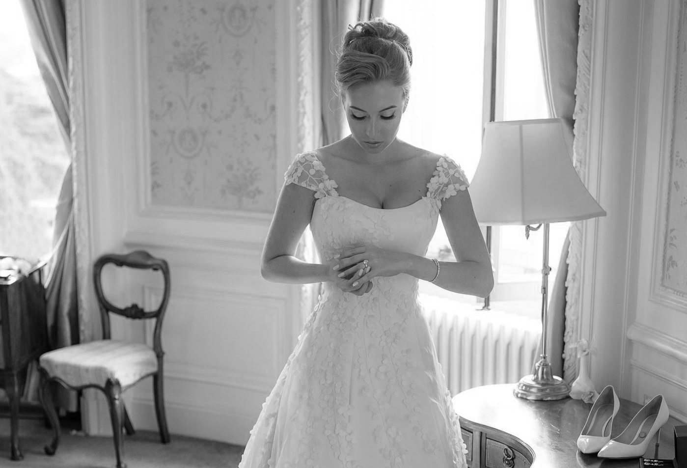 Phillipa Lepley - Lily of the Valley Wedding Dress with 3d floral appliques