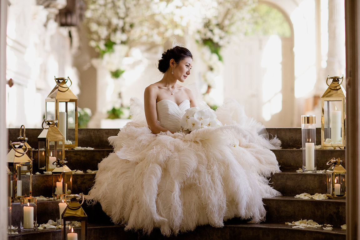 Feather shop wedding dress