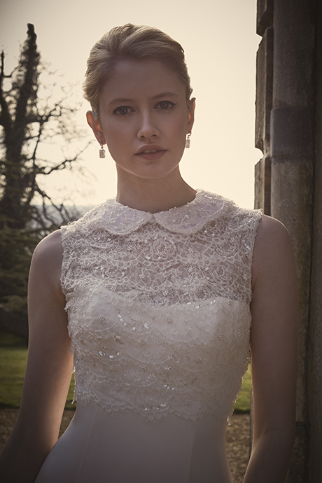 Phillipa Lepley Peter Pan Collar Couture Wedding Dress London UK Bespoke British Bridal Designer