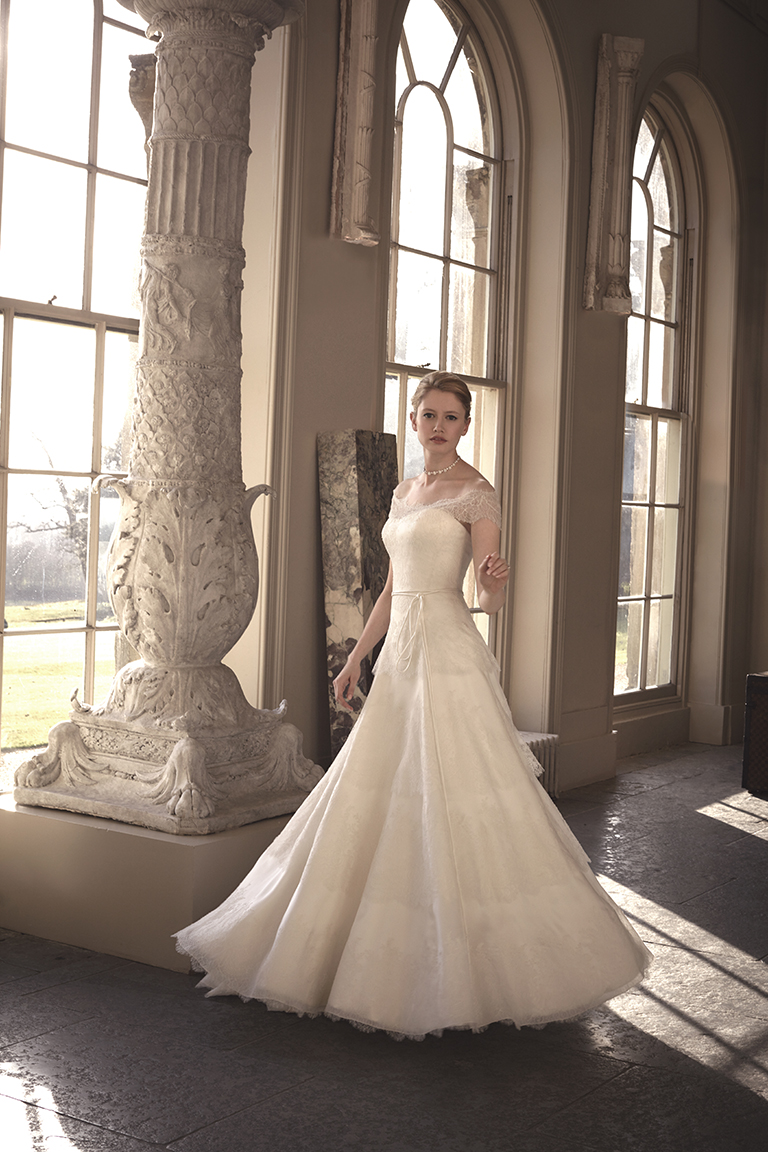 A High Neck Embroidered Wedding Dress