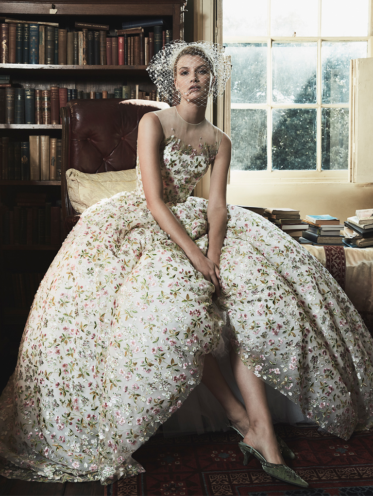 Phillipa Lepley Full Skirted Embroidered Wedding Dress Couture Wedding Dress Designer London