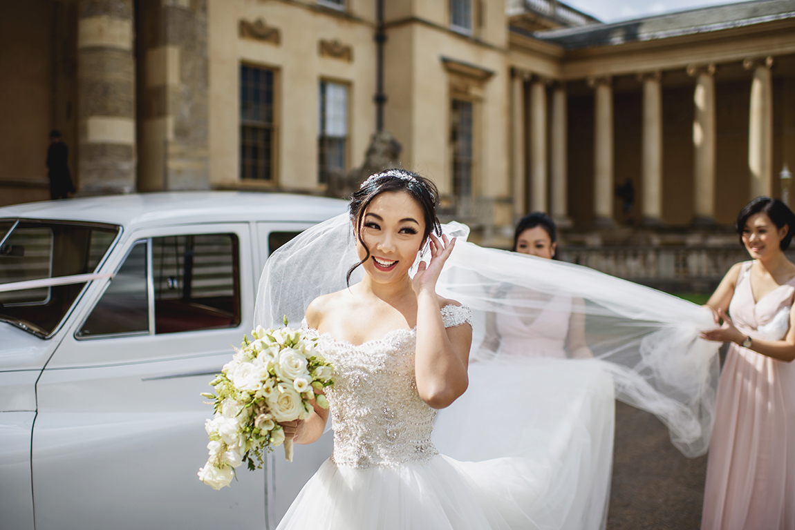 Phillipa Lepley Couture Wedding Dress London UK Beaded Bodice Tulle Straps Long Silk Veil