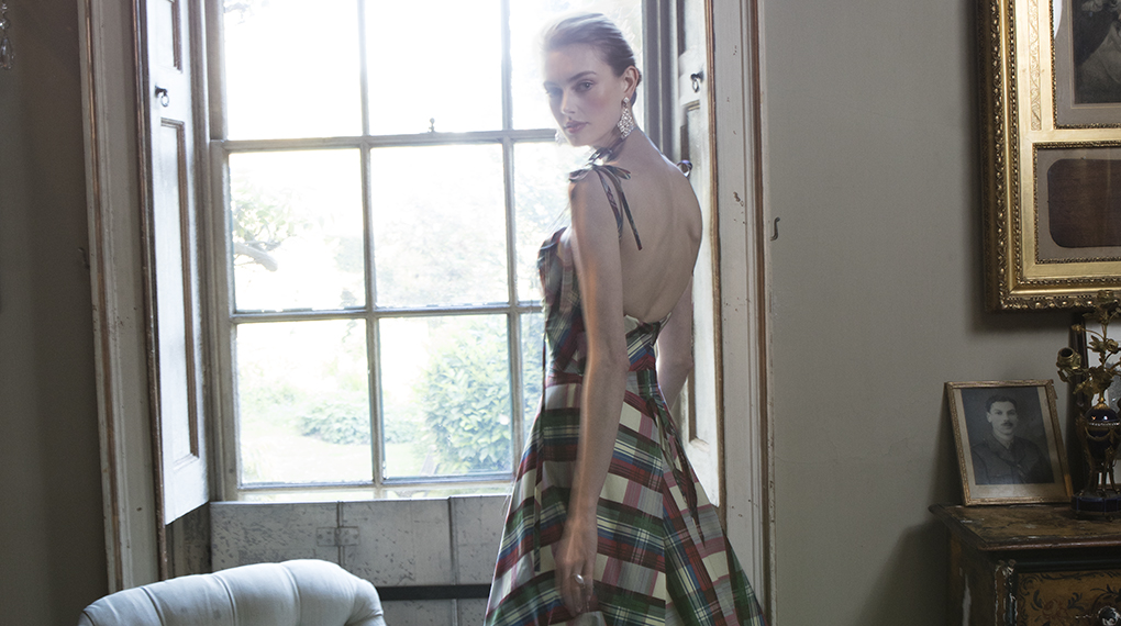 Couture Evening Gown Tartan Tied Back Phillipa Lepley