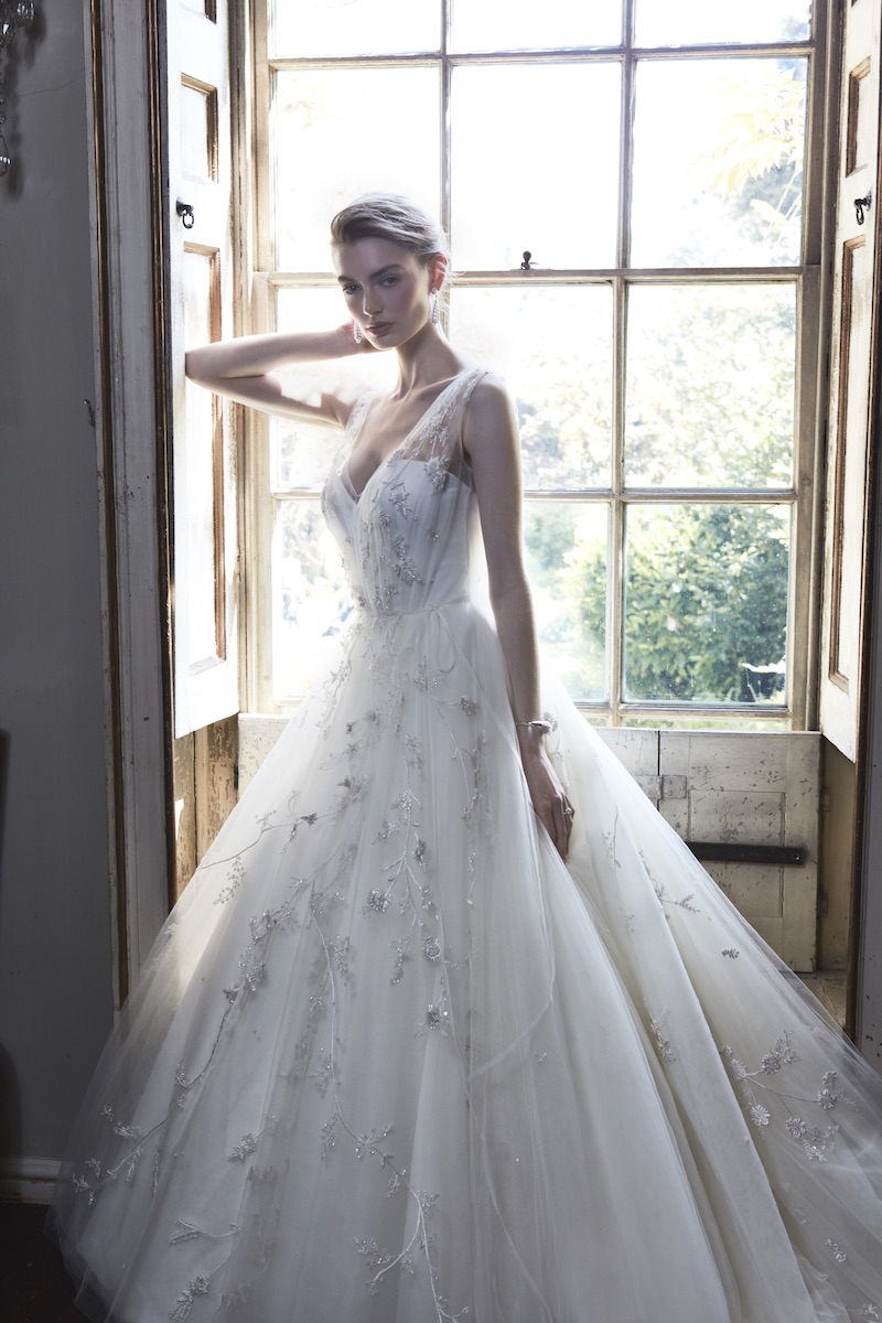 flowers on wedding dress