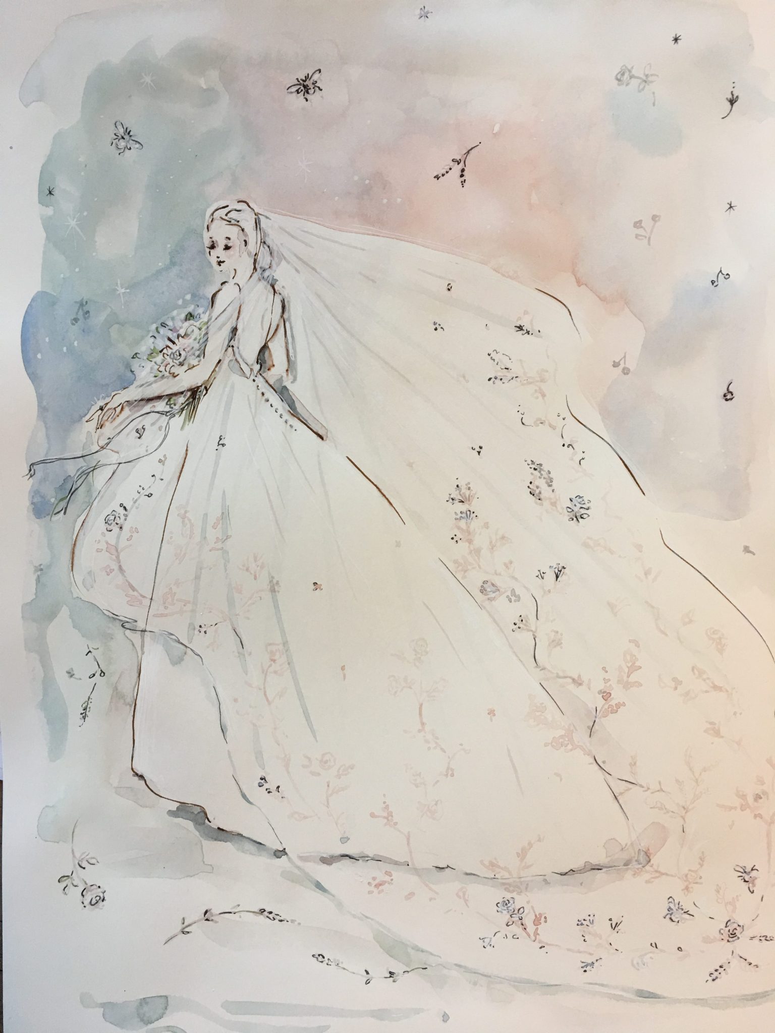 Susannah Garrod's Painting of Victoria Magrath's Wedding Dress