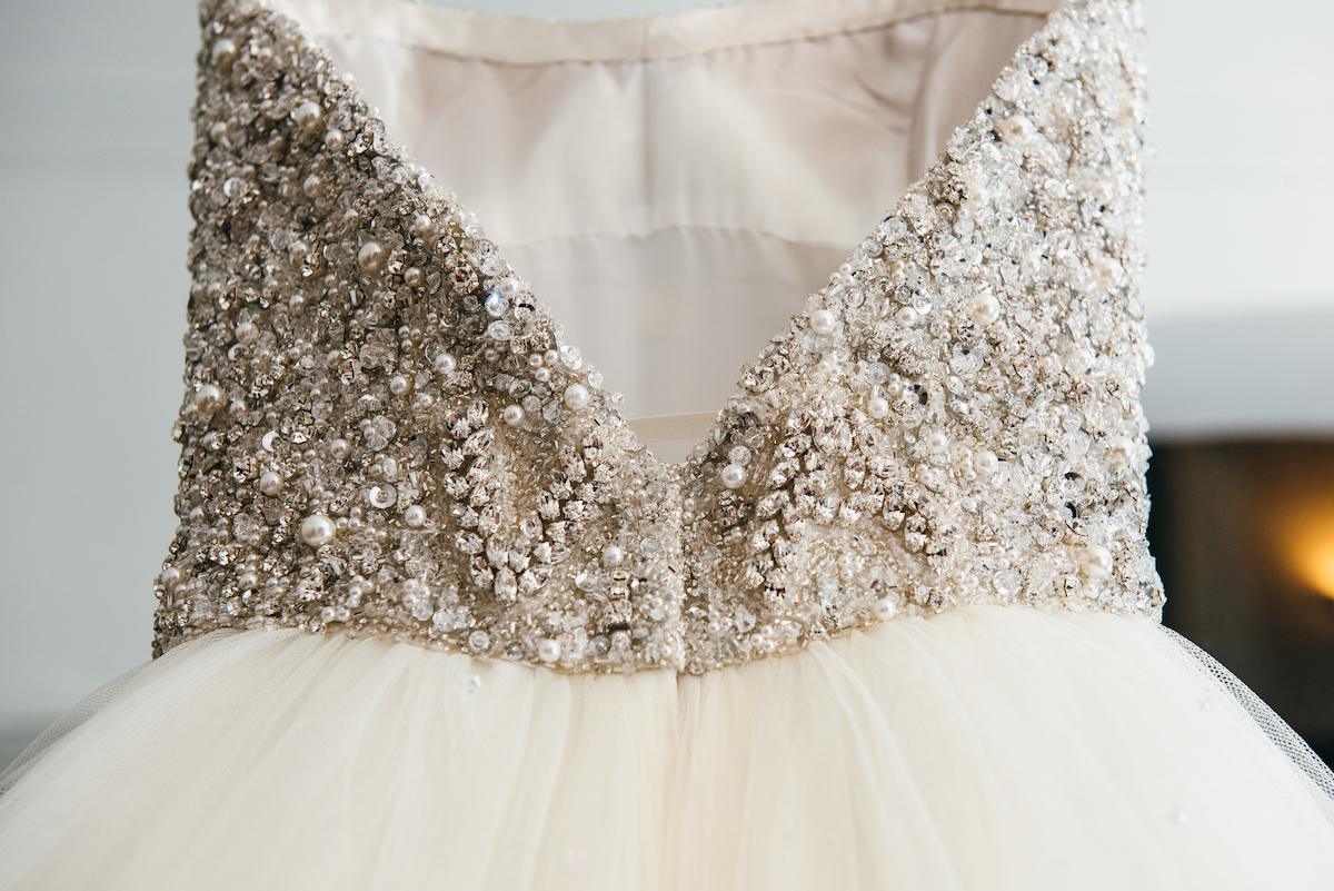 Bespoke bridal wear with personal details by wedding dress designer Phillipa Lepley London