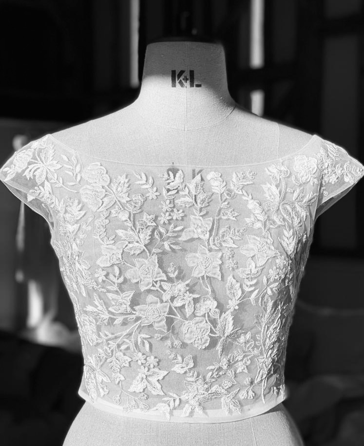 Lace overlay top hot sale for wedding dress